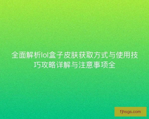 全面解析lol盒子皮肤获取方式与使用技巧攻略详解与注意事项全