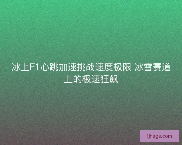 冰上F1心跳加速挑战速度极限 冰雪赛道上的极速狂飙