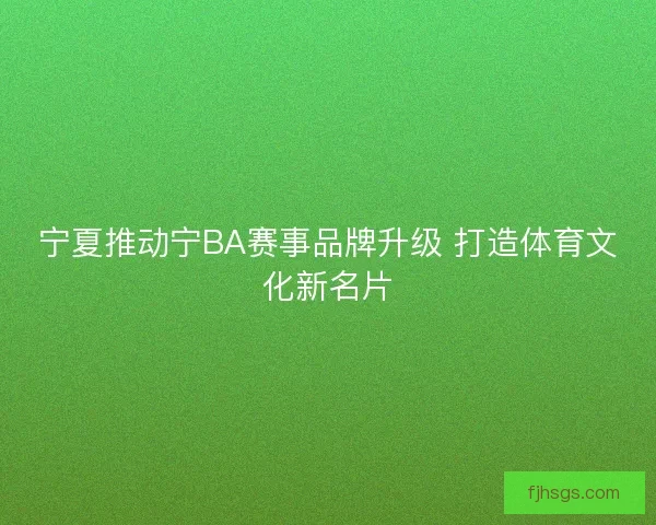 宁夏推动宁BA赛事品牌升级 打造体育文化新名片 宁夏推动宁BA赛事品牌升级 打造体育文化新名片